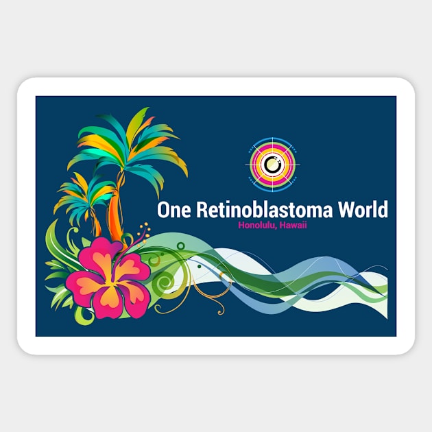 One Rb World 2024 Palm Trees, Waves, and Hibiscus Sticker by World Eye Cancer Hope